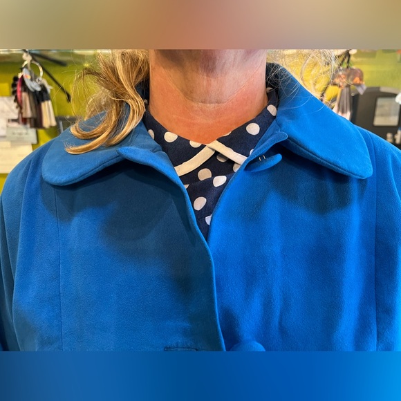Vintage 50’s Coat in Royal Blue Single breasted Pin up style Size L Classy - Picture 2 of 13